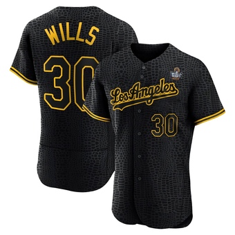 Authentic Los Angeles Dodgers Maury Wills Snake Skin City 2024 World Series Jersey - Black