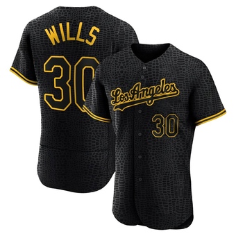 Authentic Los Angeles Dodgers Maury Wills Snake Skin City Jersey - Black