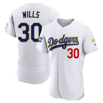 Authentic Los Angeles Dodgers Maury Wills White/ 2021 Program Player Jersey - Gold