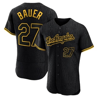 Authentic Los Angeles Dodgers Trevor Bauer Snake Skin City Jersey - Black