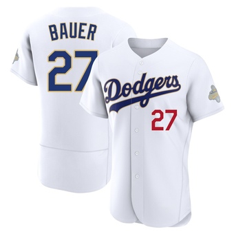 Authentic Los Angeles Dodgers Trevor Bauer White 2026 Collection Jersey - Gold