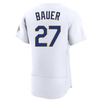 Authentic Los Angeles Dodgers Trevor Bauer White 2026 Collection Jersey - Gold