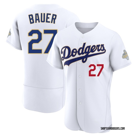 Authentic Los Angeles Dodgers Trevor Bauer White 2026 Collection Jersey - Gold