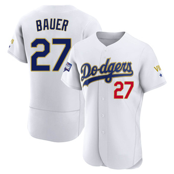 Authentic Los Angeles Dodgers Trevor Bauer White/ 2021 Program Player Jersey - Gold