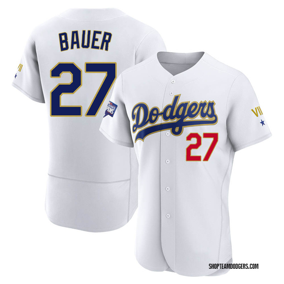 Authentic Los Angeles Dodgers Trevor Bauer White/ 2021 Program Player Jersey - Gold