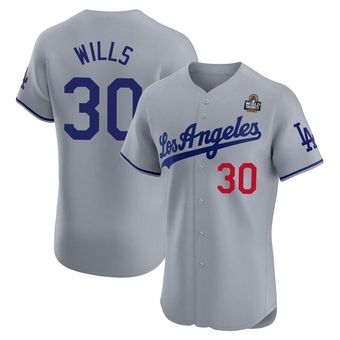 Elite Los Angeles Dodgers Maury Wills Road 2024 World Series Jersey - Gray