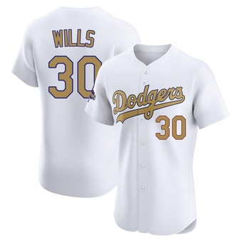 Elite Los Angeles Dodgers Maury Wills White 2025 Collection Jersey - Gold