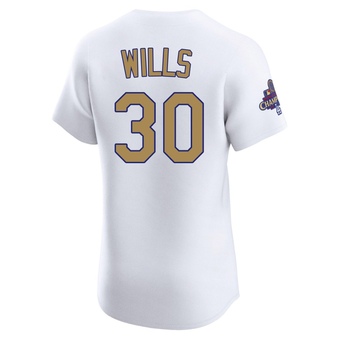 Elite Los Angeles Dodgers Maury Wills White 2025 Collection Jersey - Gold