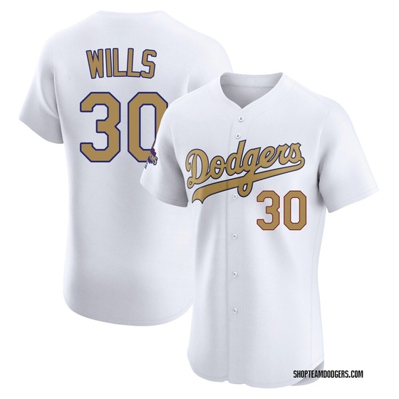 Elite Los Angeles Dodgers Maury Wills White 2025 Collection Jersey - Gold