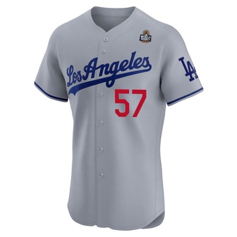 Elite Los Angeles Dodgers Steve Howe Road 2024 World Series Jersey - Gray