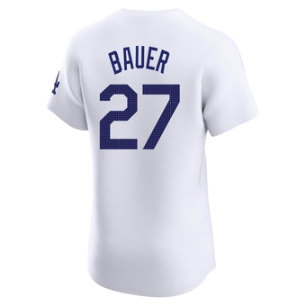 Elite Los Angeles Dodgers Trevor Bauer Home Jersey - White