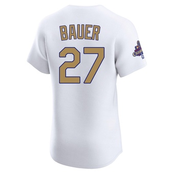 Elite Los Angeles Dodgers Trevor Bauer White 2025 Collection Jersey - Gold