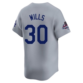 Limited Los Angeles Dodgers Maury Wills Away World Series Champions Jersey - Gray