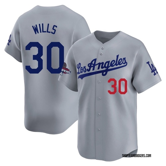 Limited Los Angeles Dodgers Maury Wills Away World Series Champions Jersey - Gray