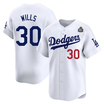 Limited Los Angeles Dodgers Maury Wills Home 2024 World Series Jersey - White