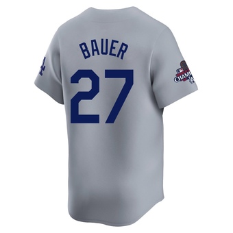Limited Los Angeles Dodgers Trevor Bauer Away World Series Champions Jersey - Gray