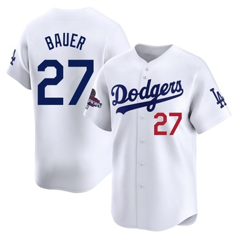 Limited Los Angeles Dodgers Trevor Bauer Home 2024 World Series Champions Jersey - White