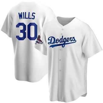 Replica Los Angeles Dodgers Maury Wills Home 2024 World Series Champions Jersey - White