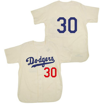 Replica Los Angeles Dodgers Maury Wills Mitchell and Ness 1955 Throwback Jersey - Cream