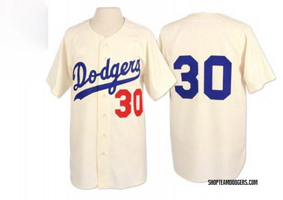 Replica Los Angeles Dodgers Maury Wills Mitchell and Ness 1962 Throwback Jersey - Cream
