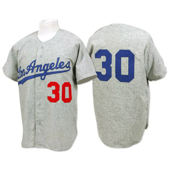 Replica Los Angeles Dodgers Maury Wills Mitchell and Ness 1963 Throwback Jersey - Grey