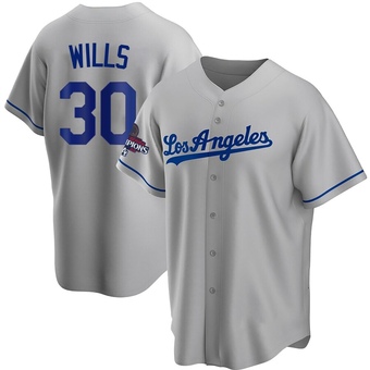 Replica Los Angeles Dodgers Maury Wills Road 2024 World Series Champions Jersey - Gray