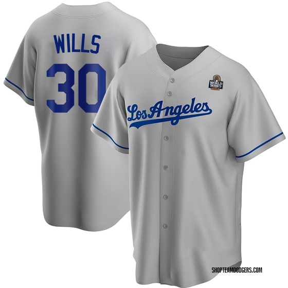 Replica Los Angeles Dodgers Maury Wills Road 2024 World Series Jersey - Gray