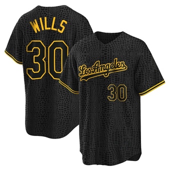 Replica Los Angeles Dodgers Maury Wills Snake Skin City Jersey - Black