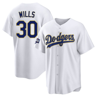 Replica Los Angeles Dodgers Maury Wills White/ 2021 Program Player Jersey - Gold