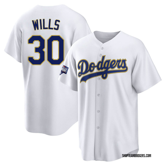 Replica Los Angeles Dodgers Maury Wills White/ 2021 Program Player Jersey - Gold