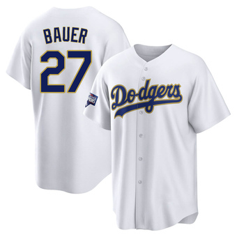 Replica Los Angeles Dodgers Trevor Bauer White/ 2021 Program Player Jersey - Gold