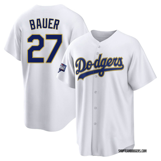 Replica Los Angeles Dodgers Trevor Bauer White/ 2021 Program Player Jersey - Gold