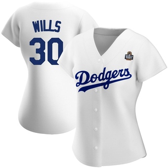 Women's Authentic Los Angeles Dodgers Maury Wills Home 2024 World Series Jersey - White