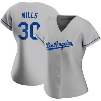 Women's Authentic Los Angeles Dodgers Maury Wills Road Jersey - Gray