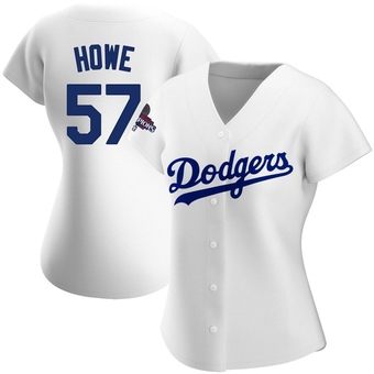 Women's Authentic Los Angeles Dodgers Steve Howe Home 2024 World Series Champions Jersey - White