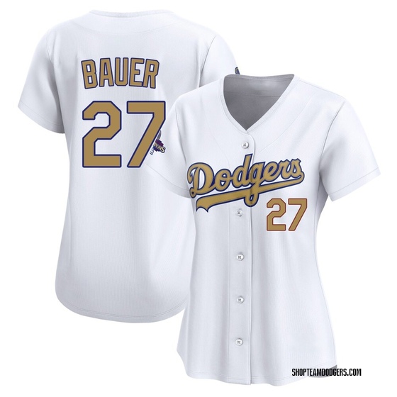 Women's Limited Los Angeles Dodgers Trevor Bauer White 2025 Collection Jersey - Gold