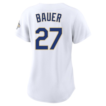 Women's Limited Los Angeles Dodgers Trevor Bauer White 2026 Collection Stadium Jersey - Gold