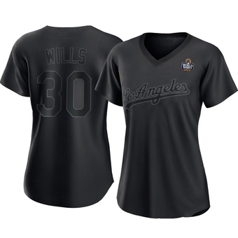 Women's Replica Los Angeles Dodgers Maury Wills Pitch Fashion 2024 World Series Jersey - Black