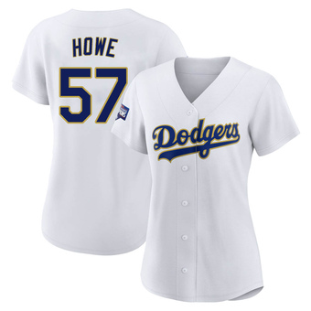 Women's Replica Los Angeles Dodgers Steve Howe White/ 2021 Program Player Jersey - Gold