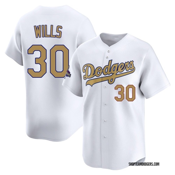 Youth Limited Los Angeles Dodgers Maury Wills White 2025 Collection Jersey - Gold