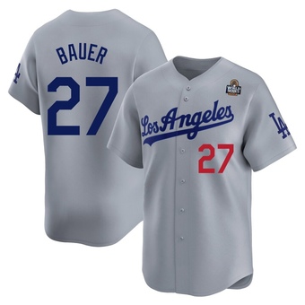 Youth Limited Los Angeles Dodgers Trevor Bauer Away 2024 World Series Jersey - Gray