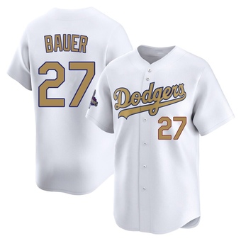 Youth Limited Los Angeles Dodgers Trevor Bauer White 2025 Collection Jersey - Gold
