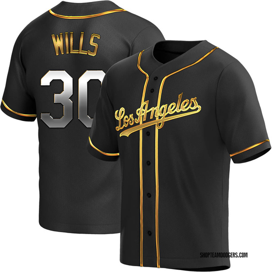 Youth Replica Los Angeles Dodgers Maury Wills Alternate Jersey - Black Golden