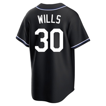 Youth Replica Los Angeles Dodgers Maury Wills Fashion Out Jersey - Black