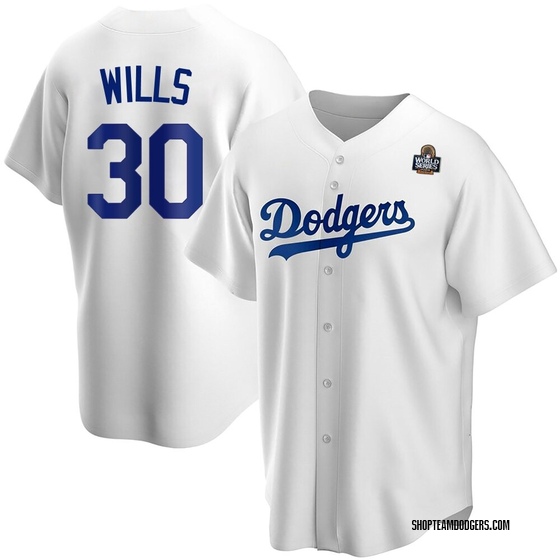 Youth Replica Los Angeles Dodgers Maury Wills Home 2024 World Series Jersey - White