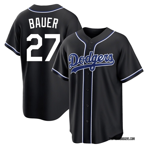 Youth Replica Los Angeles Dodgers Trevor Bauer Fashion Out Jersey - Black